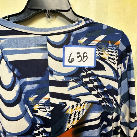 Long sleeves Tan Asymmetrical print Dress/Top Carole Christian Los Angeles small - Picture 10 of 10